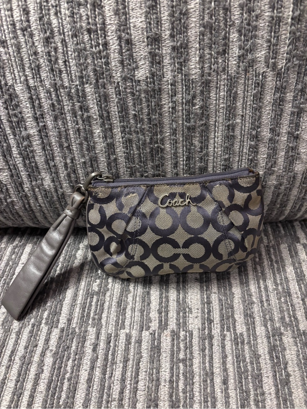 Coach Small Signature Wristlet - Purple & Silver
